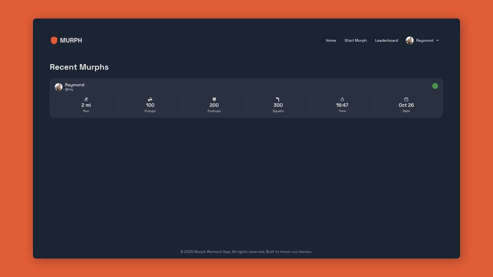 Murph Workout App screenshot 2